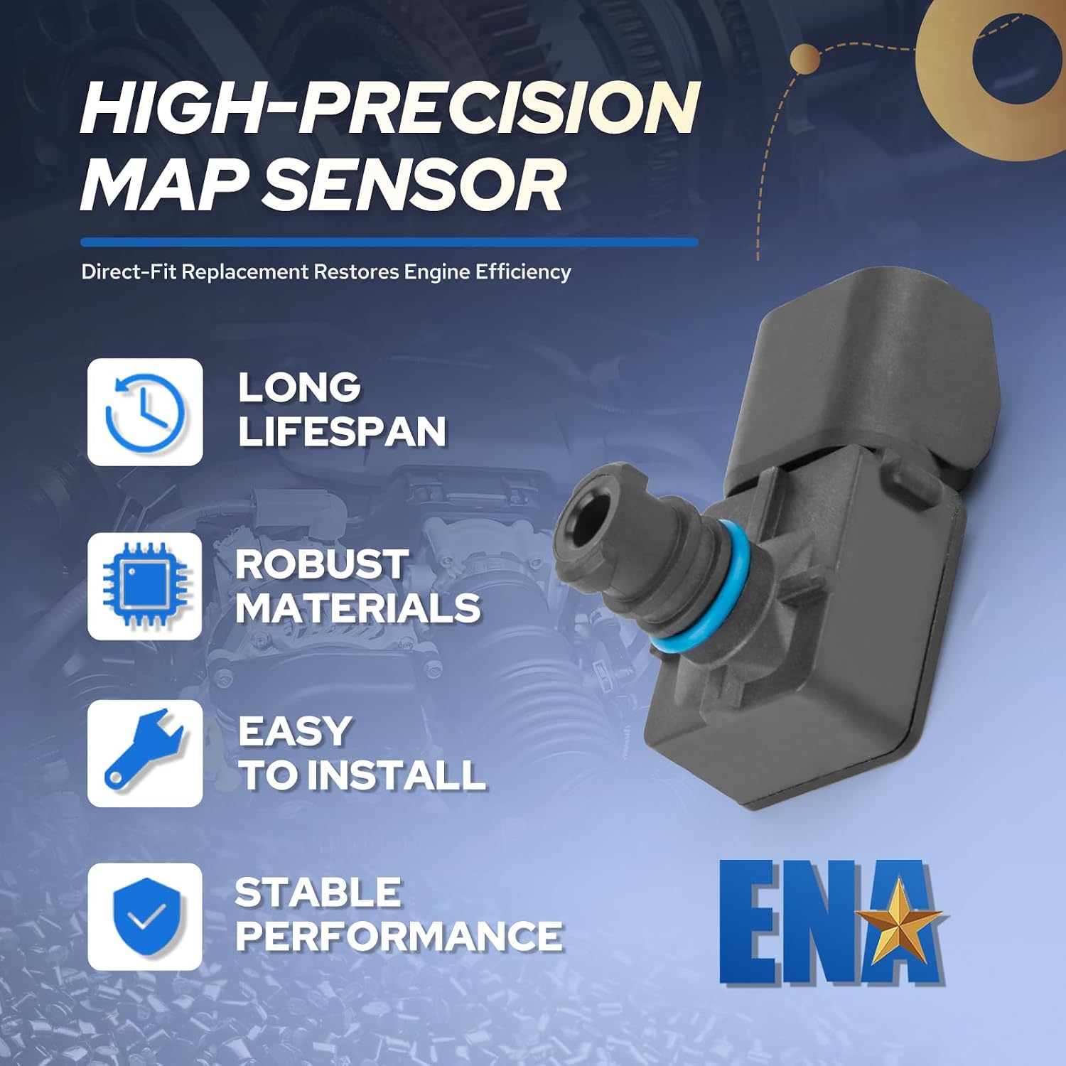 ENA Manifold Absolute Pressure Sensor Compatible with 2021 2022 2023 2024 2025 Dodge Jeep Ram Chrysler VW Charger Challenger Ram 1500 Grand Cherokee L 300 1500 Classic 2500 3500 Replacement for AS321