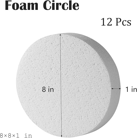 12pcs 8x8x1 inch Craft Foam Circles for DIY Project