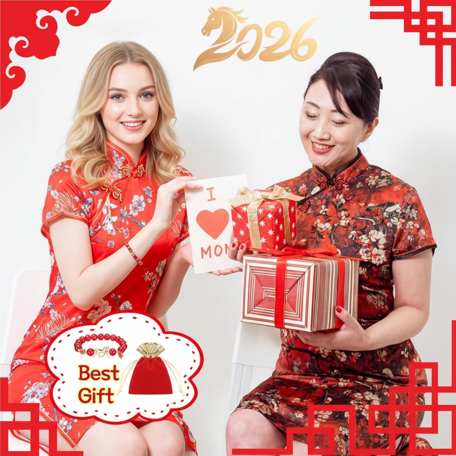 Landical 12Set 2026 Chinese New Year of Horse Beaded Charm Bracelets Kit 12 Adjustable Red String Bracelet and 12 Blessing Bags Lucky Chinese Zodiac Animal Jewelry Gifts for Women Men - Image 4