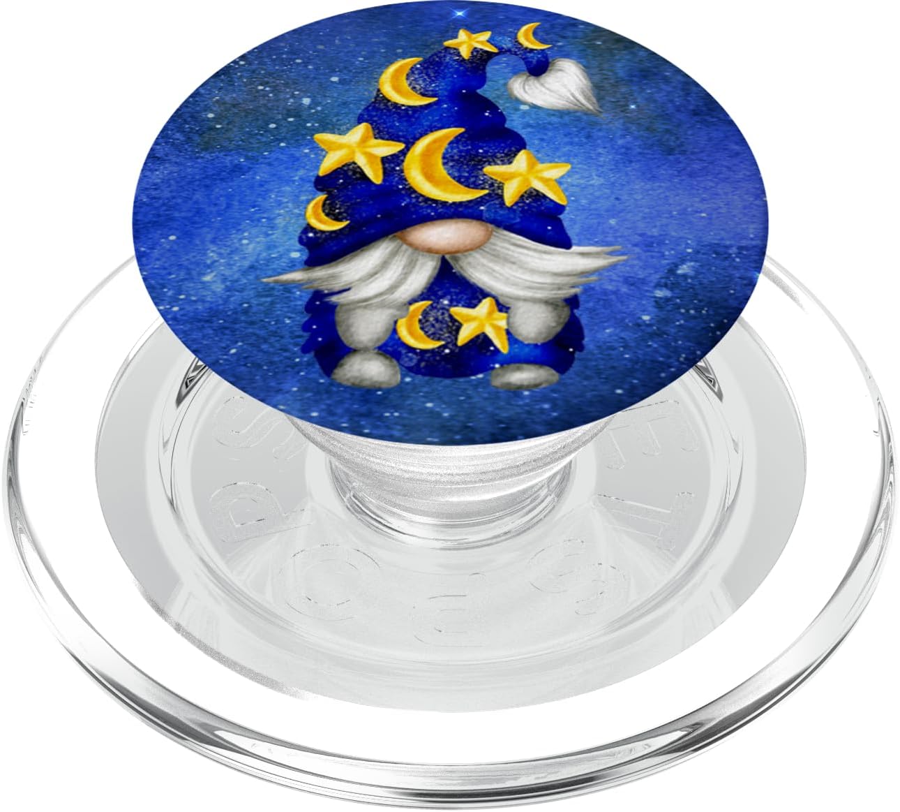 Blue Galaxy Gnome With Yellow Stars And Moon Cute Gnome PopSockets PopGrip for MagSafe