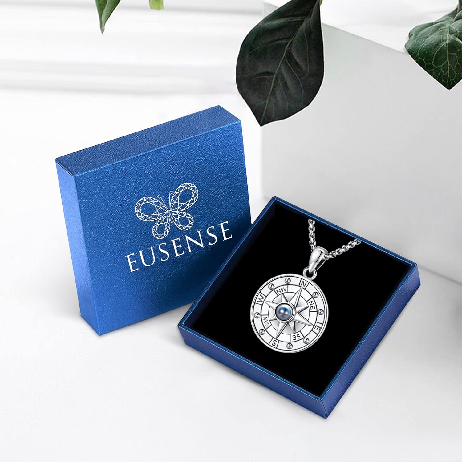 Compass Necklace for Women Men 925 Sterling Silver Pendant Urn Necklaces for Ashes Picture Locket Necklace Anchor Necklace Viking Necklace Crystals CZ Moonstone Abalone Shell Turquoise Compass Jewelry - Image 6