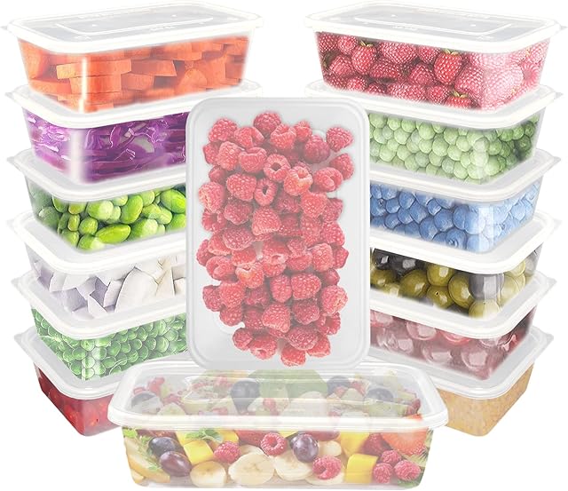 KARAVI 25 x Microwave Containers 500ml Clear with Lids Dishwasher Safe Meal Prep Lunch Box Take Away Boxes BPA Free Reusable freezer and Dishwasher Safe