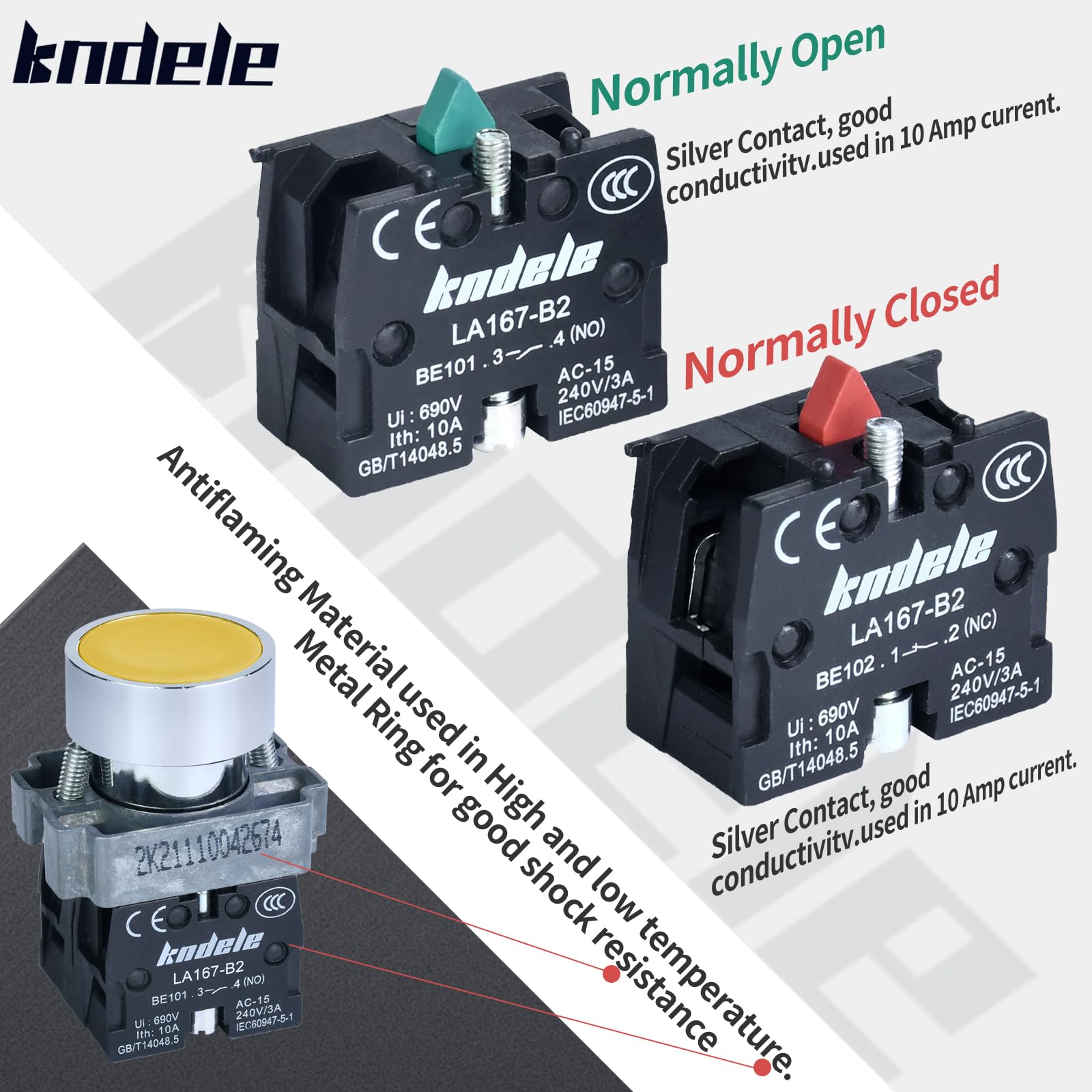 Yellow Push Button Switches - 22mm SPDT -4 Yellow Push Button Switches - 22mm SPDT -4