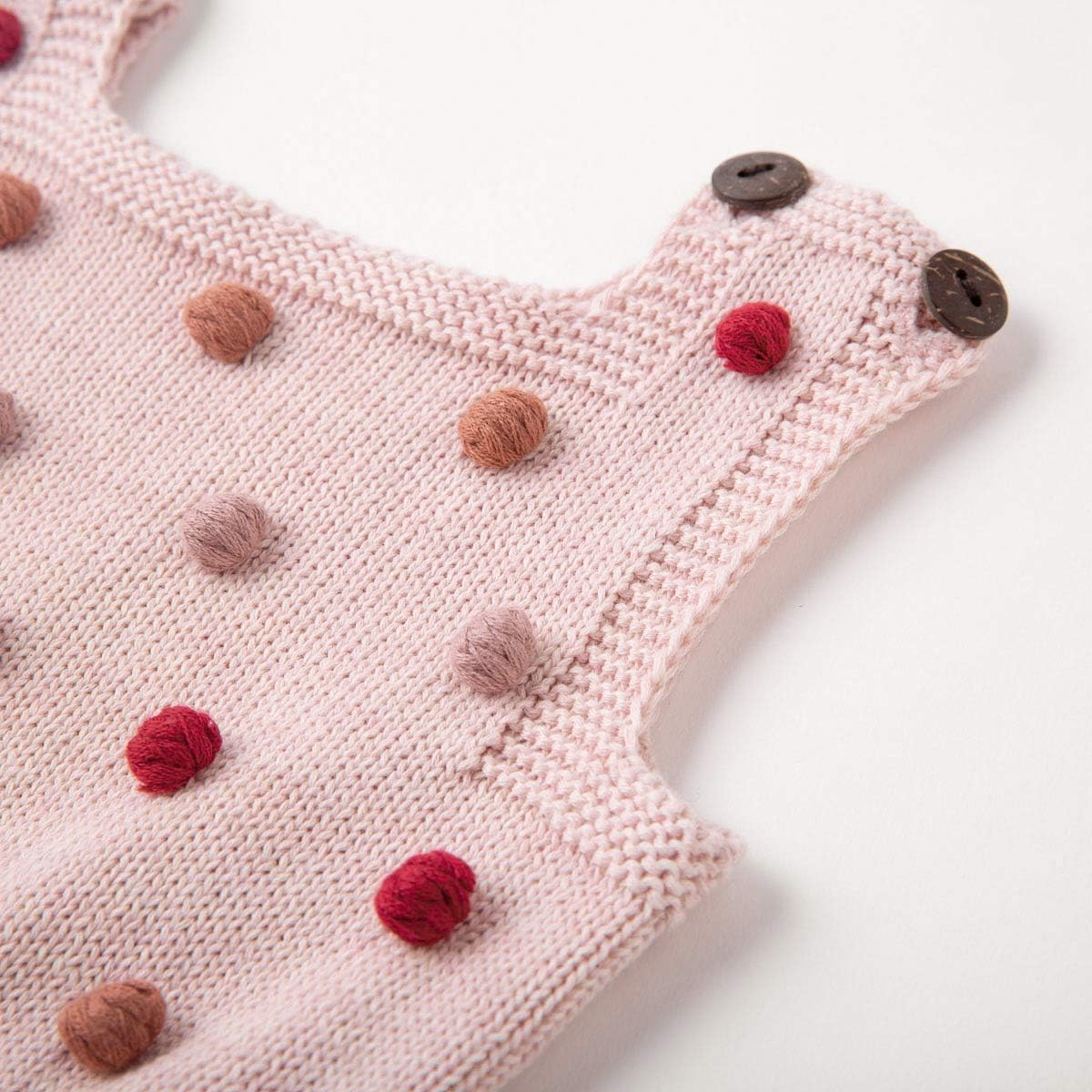 Simplee kids Baby Girl Knit Romper Fall Sleeveless Pompoms Rompers Newborn Little Girl Overall Jumpsuit Outfits - Image 4