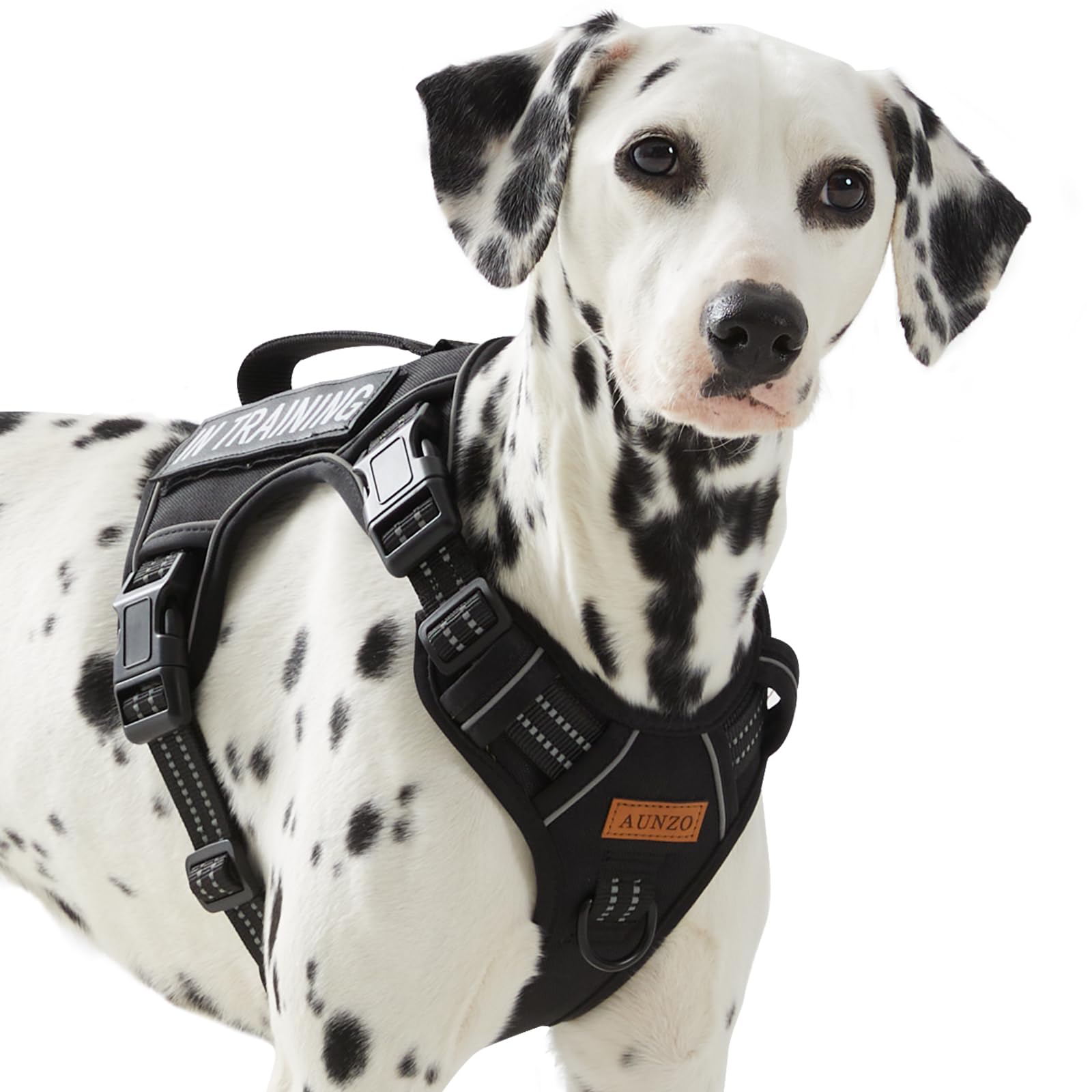 Tactical Dog Harness Medium Sized Dog, No Pull Pet Harness, Adjustable Dog Vest for Easy Walking, Breathable Oxford Material, Reflective Strips with Metal Front Clip Control, Black