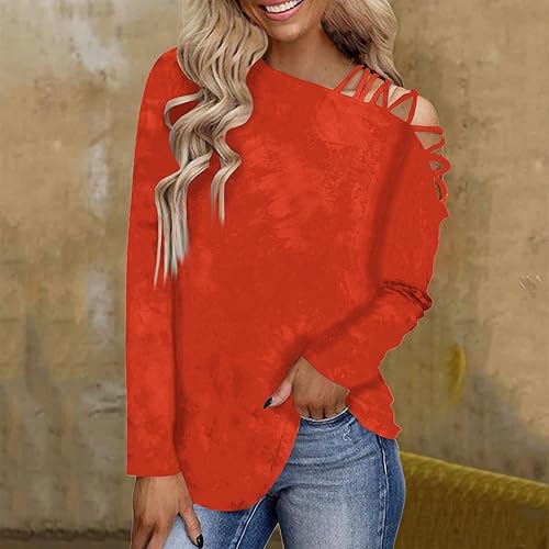 Miniatura 4 de JJHAEVDY Sudadera para mujer, manga larga, hombros descubiertos, estampado de cuello plano, sudaderas casuales