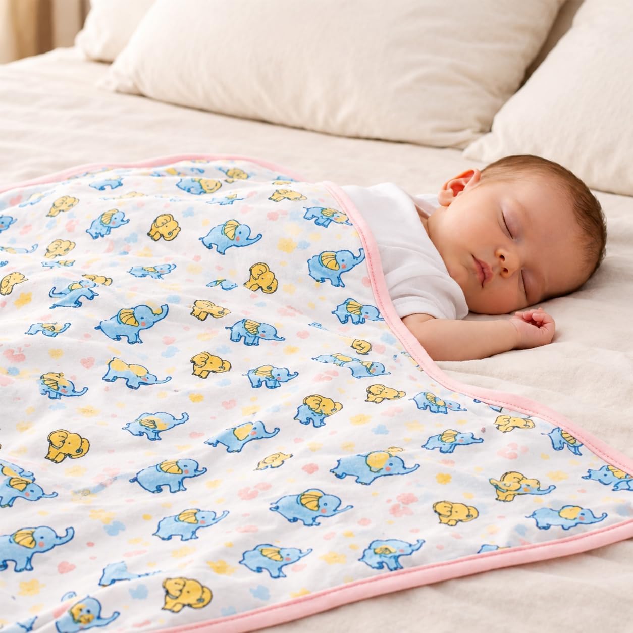 Adhigams Baby Blankets for Newborn | 0 to 12 Months Elephant Soft Cotton Swaddle Wrap Blanket/Quilt/Bath Towel/Nursing Cover/Crib Blankets for Boys and Girls (Beige)-image-40
