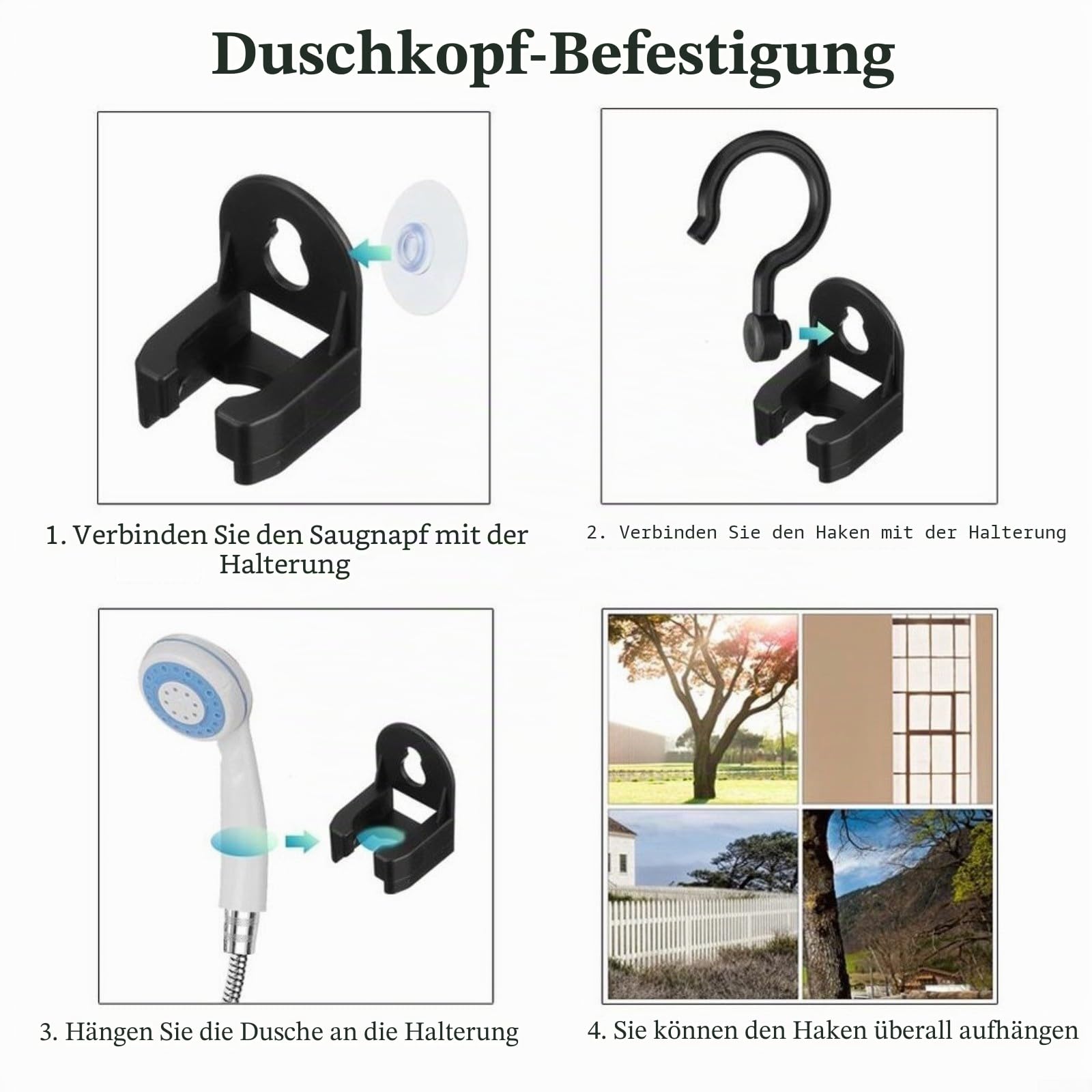Tragbares Camping-Duschpumpen-Set, tragbar, wiederaufladbar, elektrische Dusche für Outdoor, Wandern, Haustierreinigung, Ein-Klick-Bedienung mit Saugnapf