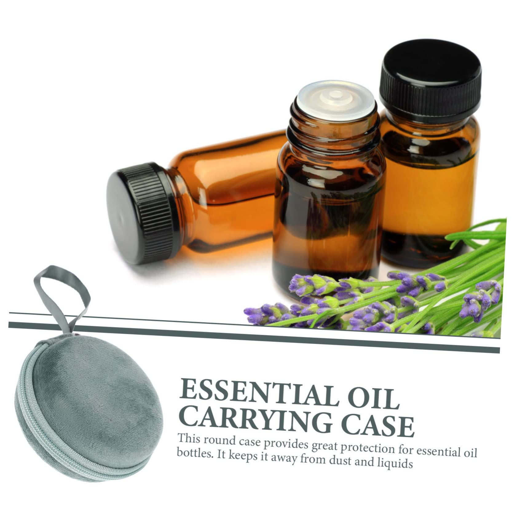 NULYLU 2pcs Essential Oil Bag for Travel Small Essential Oil Pouch Round Lanyard