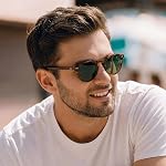 CARFIA Acetate Polarized Sunglasses for Men Retro Classic Round Shades