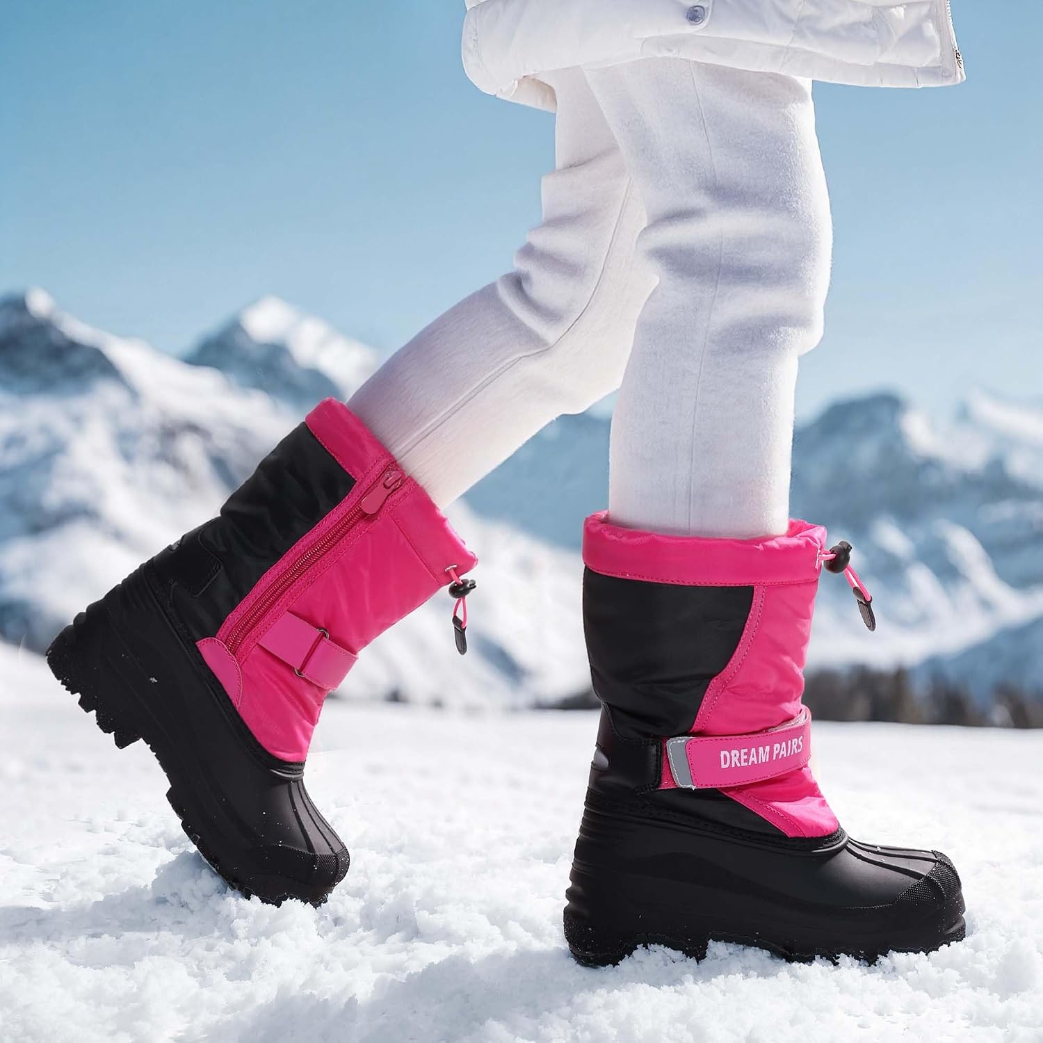 DREAM PAIRS Boys & Girls Mid Calf Water-Resistant Winter Snow Boots for Toddler/Little/Big Kid