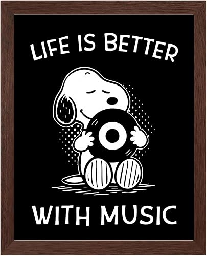 Miniatura 15 de Arte de pared "La vida es mejor con música" – Cartel de perro de dibujos animados sin marco de 8x10 – Arte divertido e inspirador para dormitorio