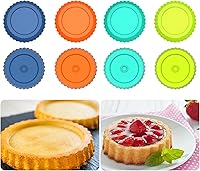 Vista 6 de Webake Bandeja de silicona para quiche, 8 piezas de bandejas para tartas con nervaduras, moldes de hornear redondos de 5 pulgadas, pequeñas bandejas