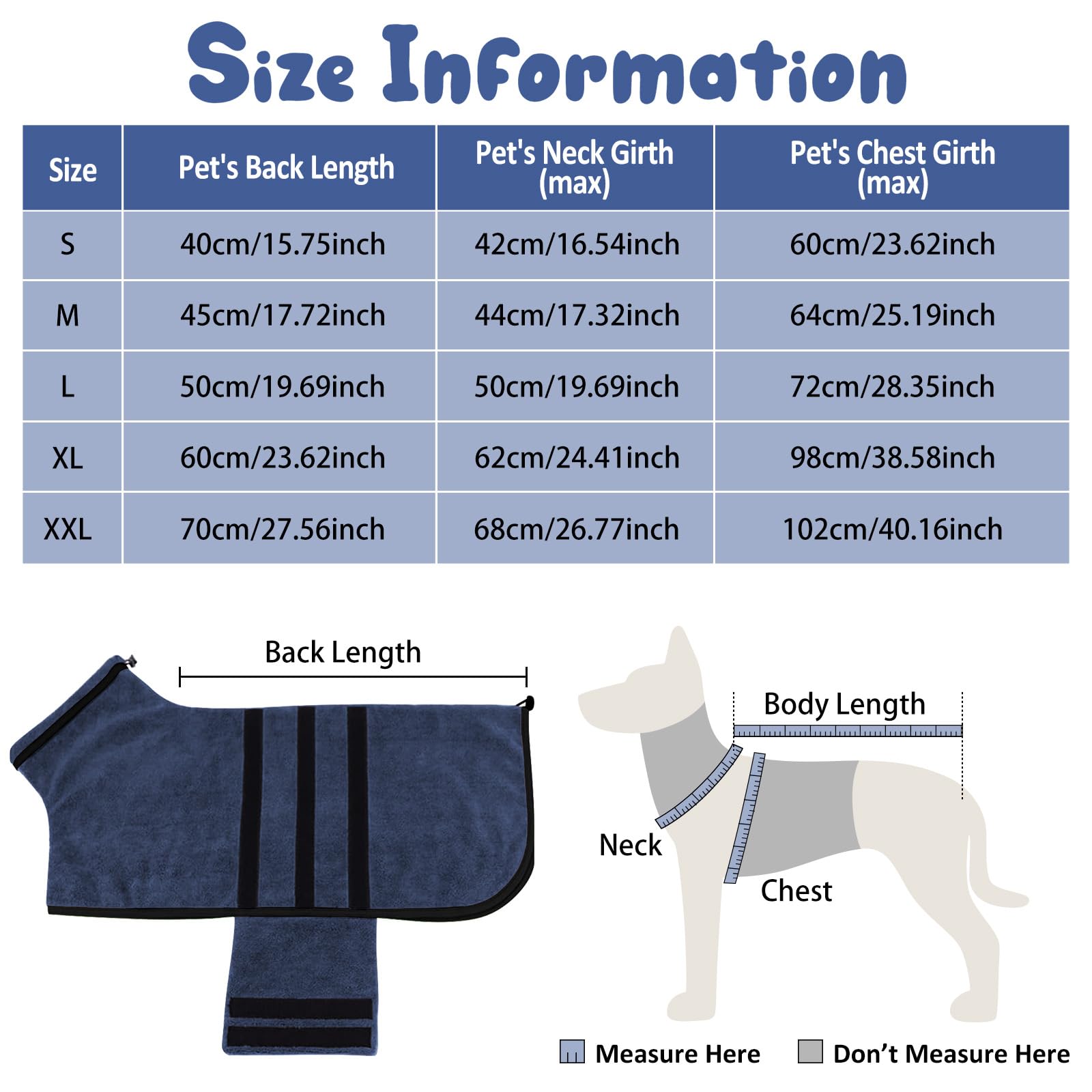 HezzLuv Bathrobe for Dogs Microfibre Dog Bathrobe for Medium and Large Dogs Bath Towel, Dog Towel, Quick Drying - Image 3