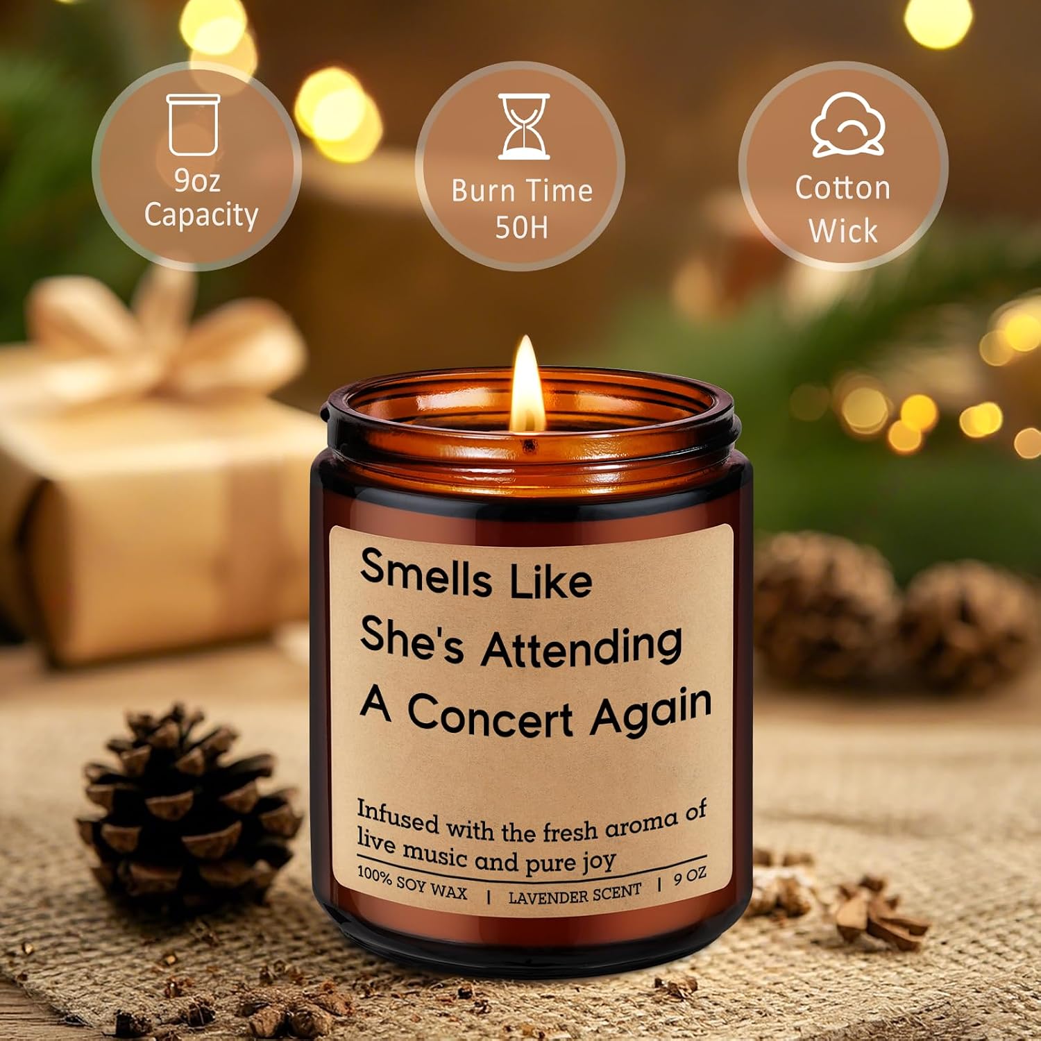 Miracu Candle, Gifts for Concert Lovers, Live Music Lover Gifts for Women