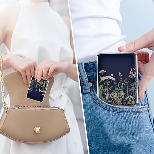 Miniatura 24 de Espejo de bolsillo, pequeño espejo de viaje con aumento, espejo cosmético portátil de doble cara con aumento para uso diario (mármol azul)