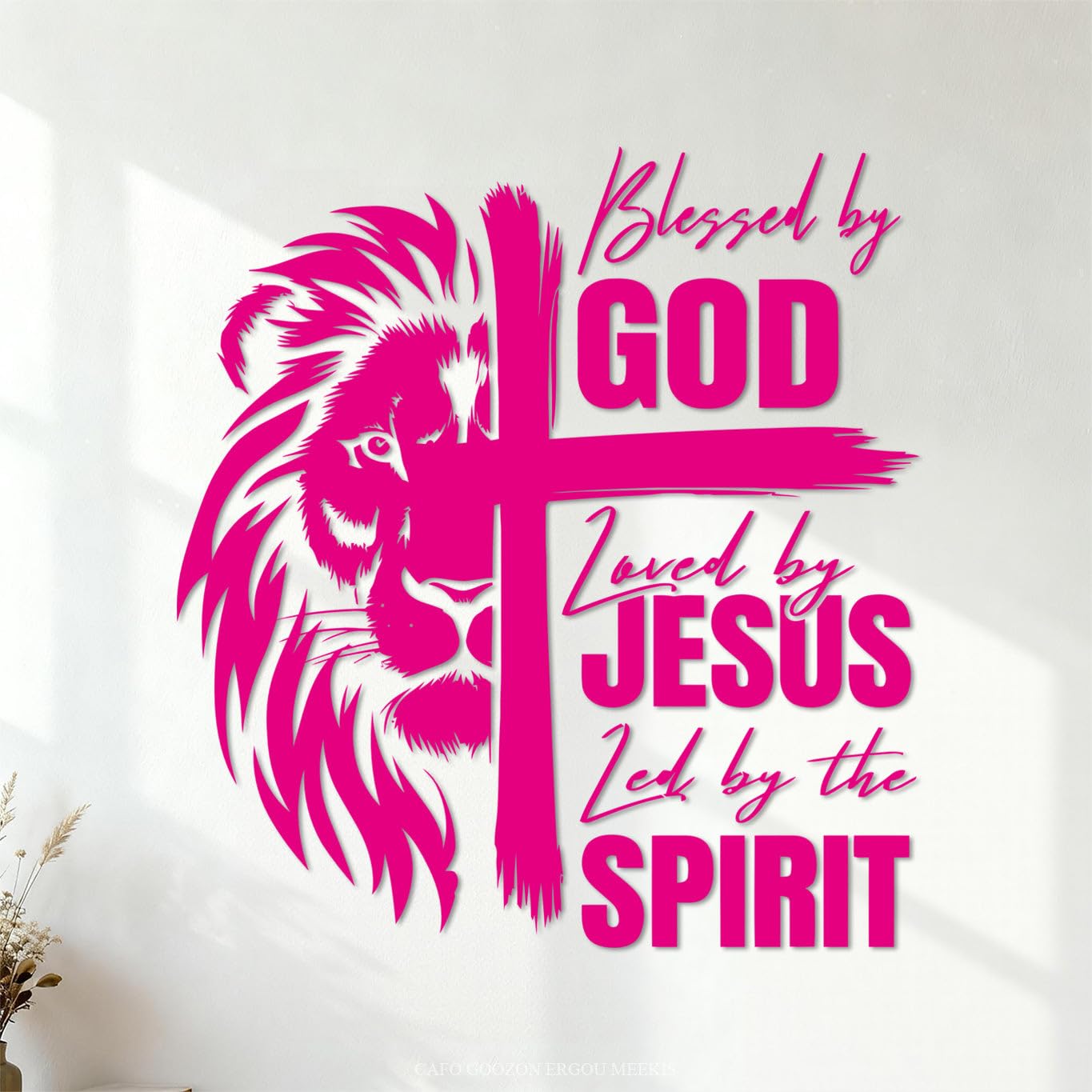 Christian Bible Quote: Blessed By Loved By Jesus, Led By The Spirit Vinyl Wall Decals 72x77.7cm Multiple Size Options Rosered