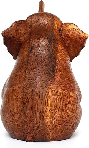 Miniatura 5 de OMA Estatua de elefante Lucky Fortune de madera maciza hecha a mano, estatua de elefante sentado para decoración del hogar, regalo
