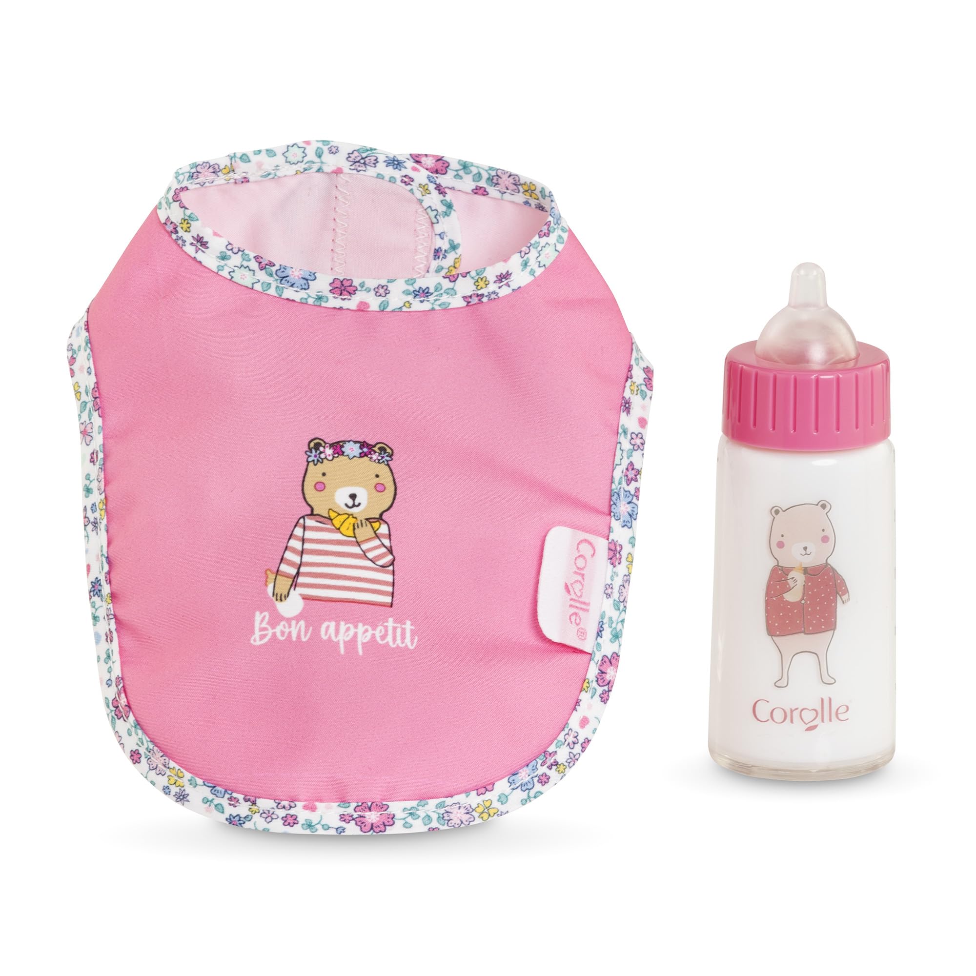 Corolle - Bavoir et Biberon Magique, Accessoires, pour Poupons 36 et 42cm, dès 2 Ans, 9000141790