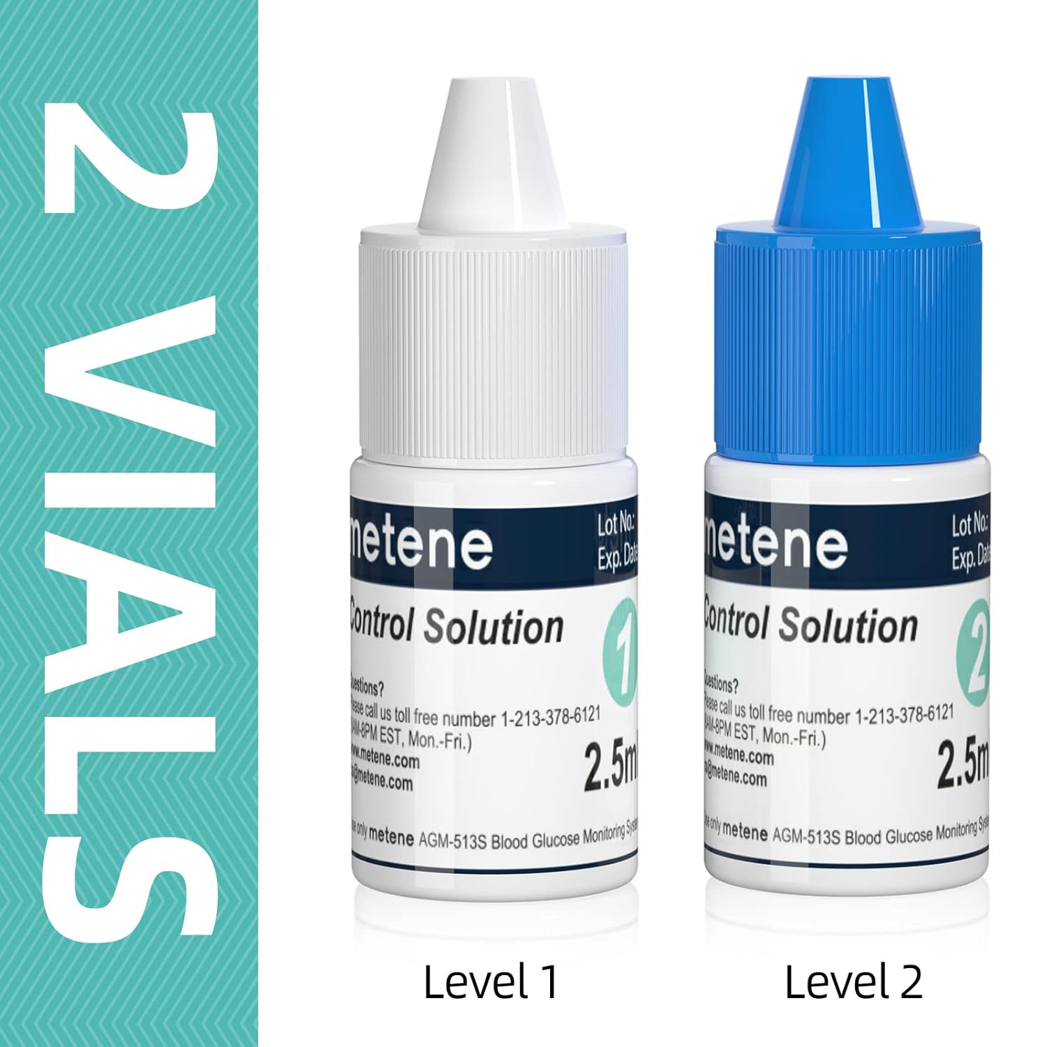 Metene AGM-513S Glucose Monitor Kit, 1 Control Solution, 100 Count Glucometer Test Strips for Diabetes and 100 Lancets, Blood Sugar Test Kit with Lancing Device and Carrying Bag, No Coding : Health & Household