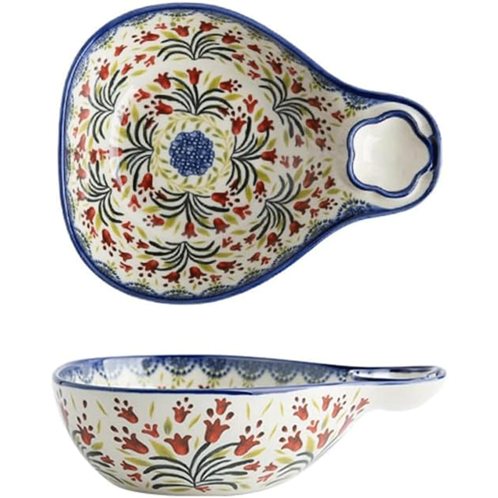 XDAWQP Creative Shape Salad Bowl 17 Ounces Ceramic Serving Bowl Suitable for Salads/Pasta/Ramen/Popcorn/Noodles，B