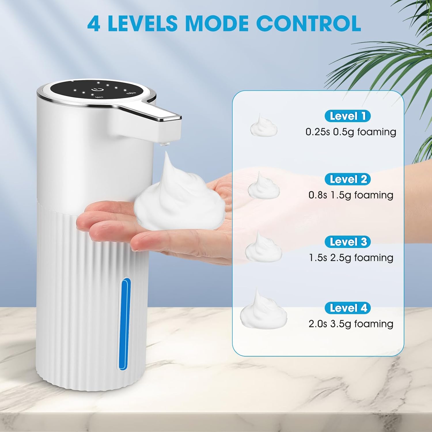 2 Pack Touchless Automatic Soap Dispenser, Smart Sensor Foam Hand Wash Dispenser, USB Rechargeable & Adjustable Customizable for Bathroom Countertop Kitchen Sink, 13.5 oz White Stripes - Image 5