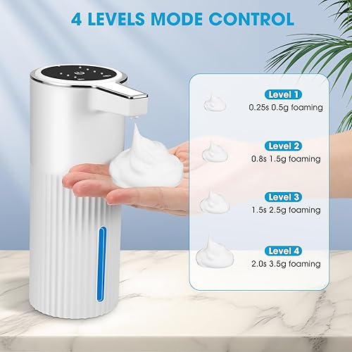 Miniatura 5 de Paquete de 2 dispensadores automáticos de jabón sin contacto, dispensador inteligente de espuma para lavado de manos, recargable por USB y