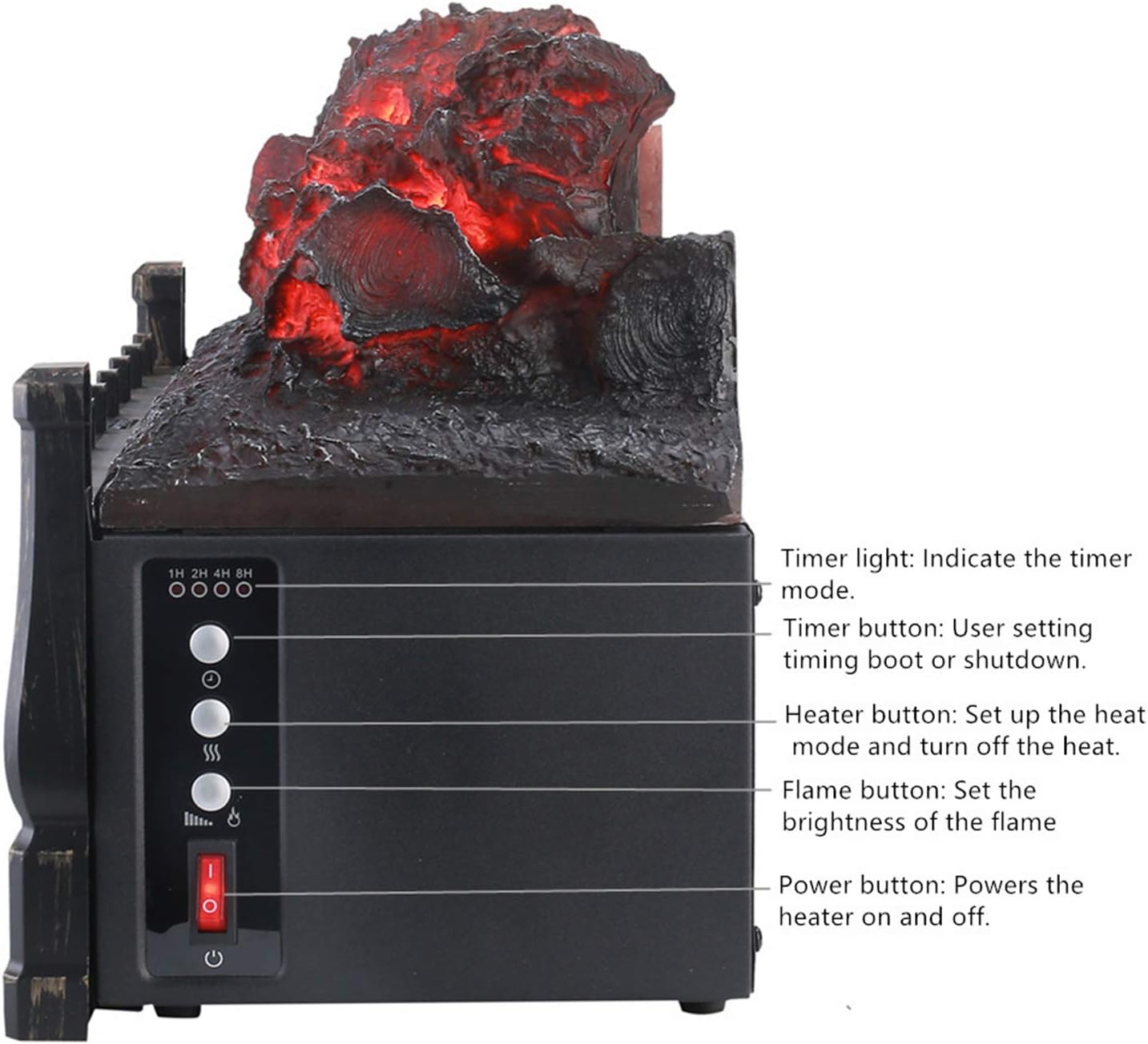 60% оƒƒ Dіѕсоunt OVASTLKUY Electric Fireplace Logs Heater Portable Fireplace Stove Heater with Remote Control Infrared Quartz Set Freestanding Fireplace with Realistic Flame(005)