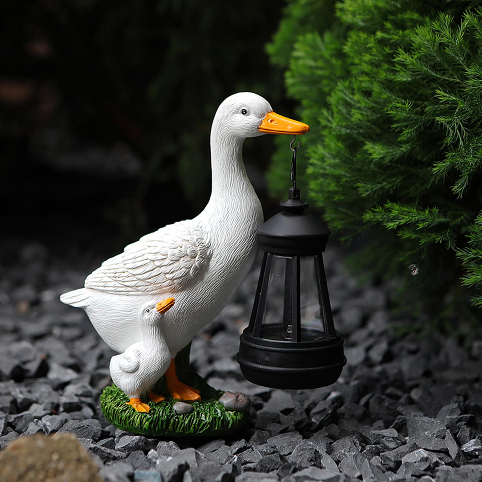 Aveki Women's White Solar Duck Statue, Cute Garden Figurines With Solar Lantern, Waterproof Goose Figurine For Outdoor, Decoration For Garden, Patio, Lawn Or Pond Mothers & Grandmas