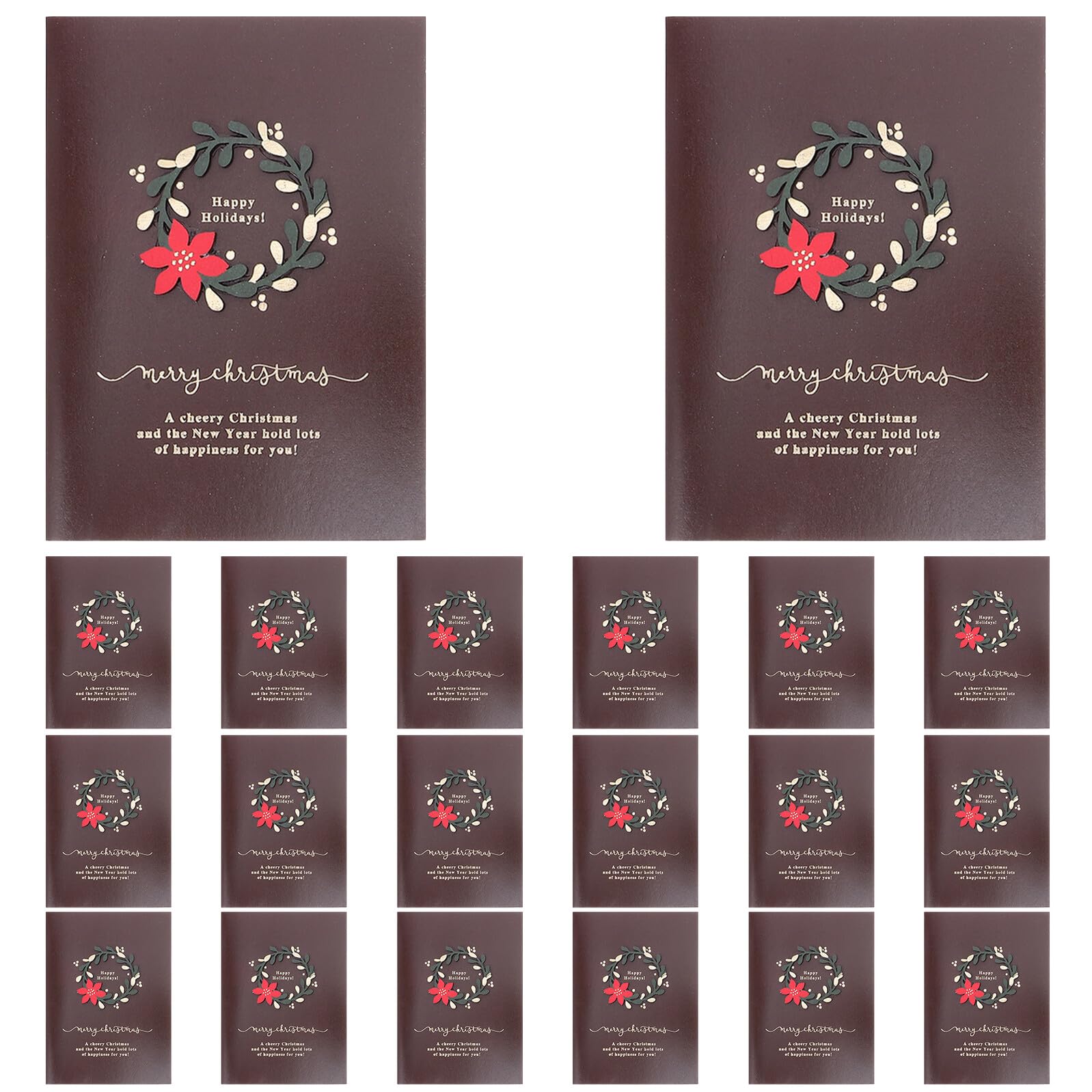 SHERCHPRY 20sätze Weihnachtskarten mit Umschlägen Vintage Grußkarten für Festtagswünsche Blanko Weihnachtskarten zum Selbstbefüllen Weihnachtskranzkarte mit Weihnachtsmotiven