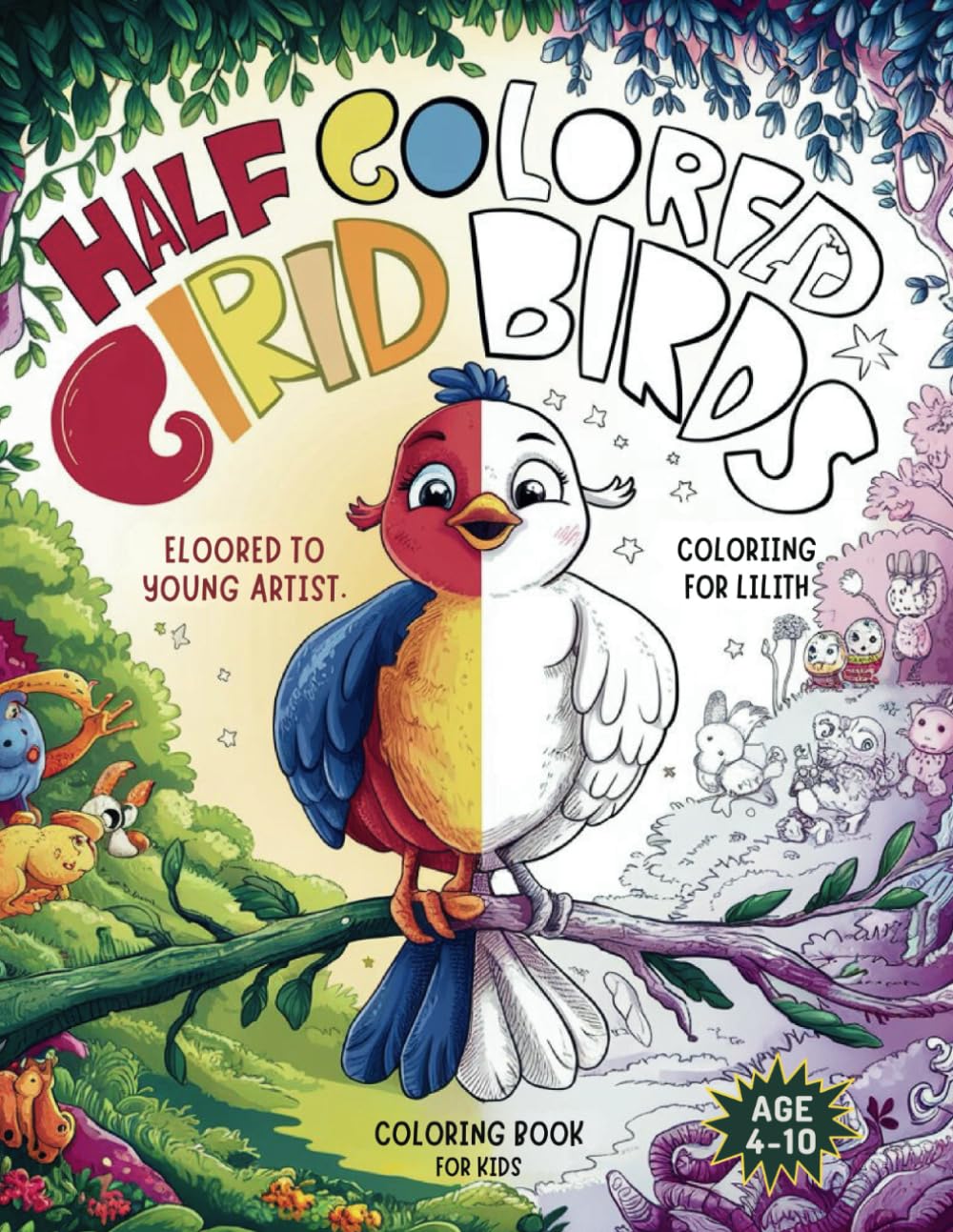 Half Colored Birds Coloring Book : Finish Each Bird with Vibrant Colors: Complete the Colorful Designs in This Whimsical Adventure