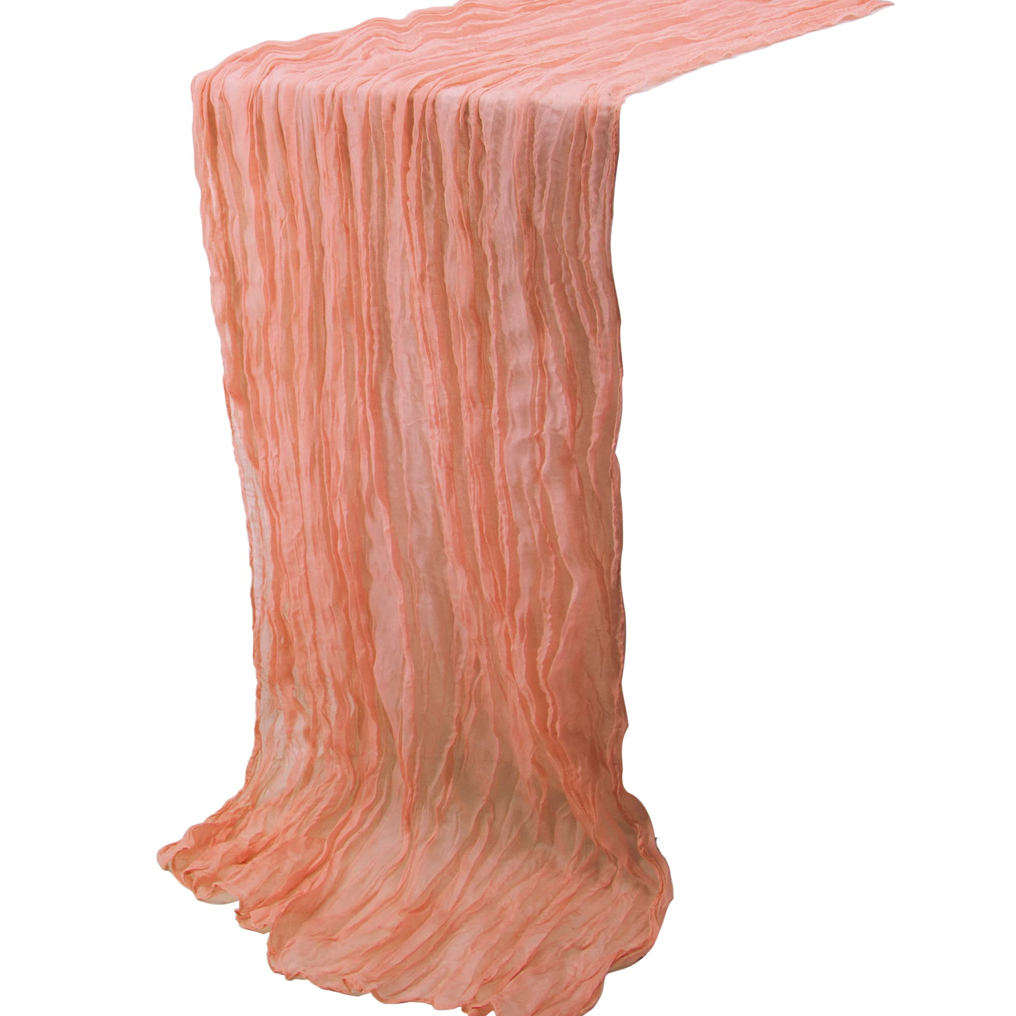 Time to Sparkle Cheesecloth Table Runner 90X400CM Vintage Gauze Romantic Table Runner for Wedding Bridal Shower Birthday Party Table Decor Peach