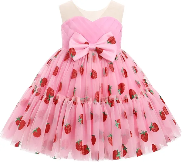 Baby Girl Daisy Strawberry Confetti Birthday Dress Pageant Tea Party Easter Outfits Toddler Princess Fancy Ball Gown