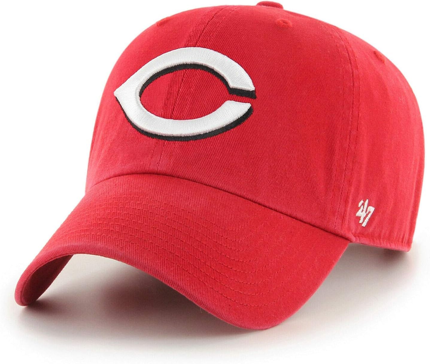 47 Brand MLB Team Color Home Primary Logo Clean Up Adjustable Baseball Cap Hat, Adult One Size Fits All, Cincinnati Reds, One Size