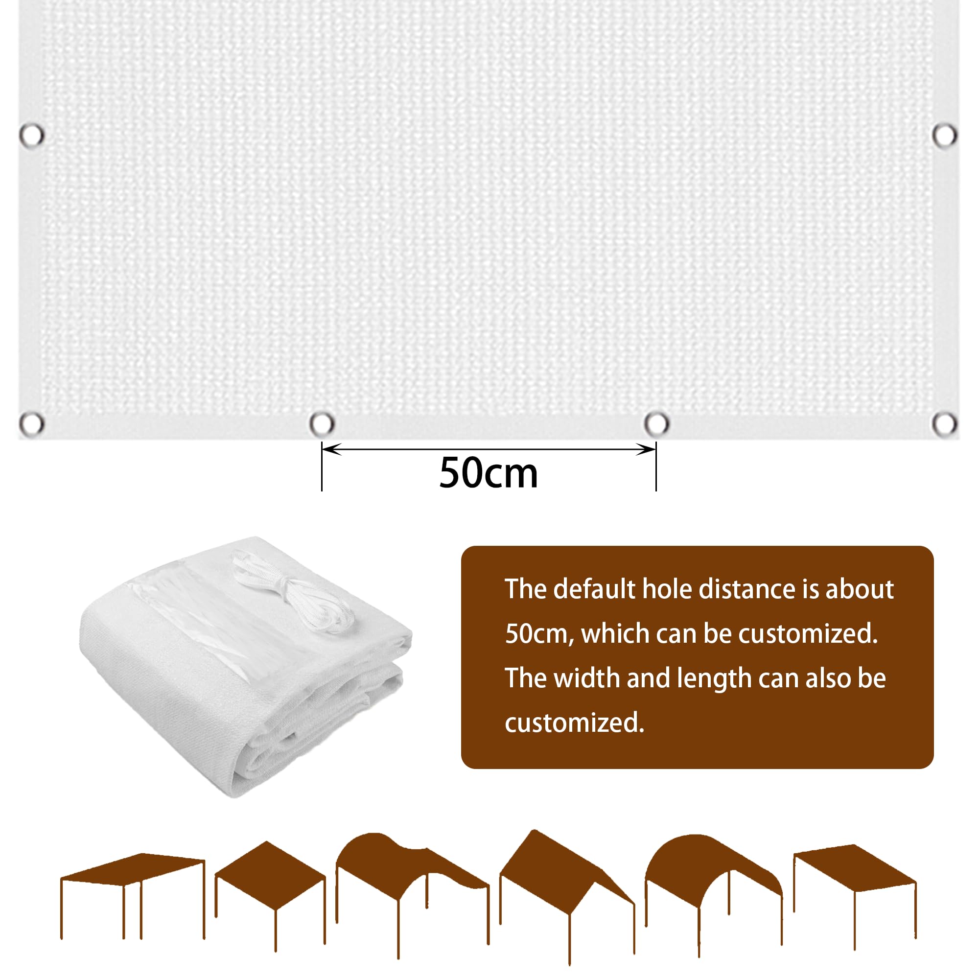 Rete di protezione solare 30 x 400 cm per serra, giardino, patio, piante, polli, tettoie, resistente ai raggi UV, colore bianco
