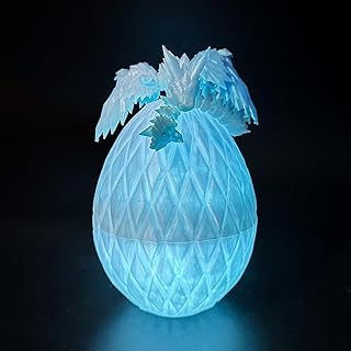 3D Printed Flying Dragon Egg - Winged Dragon in Diamond Eggs, Flexible Crystal Animal Inside, Mystery 3D Gift, Desk Decoration, Fidget Toy (Glow in The Dark Blue)