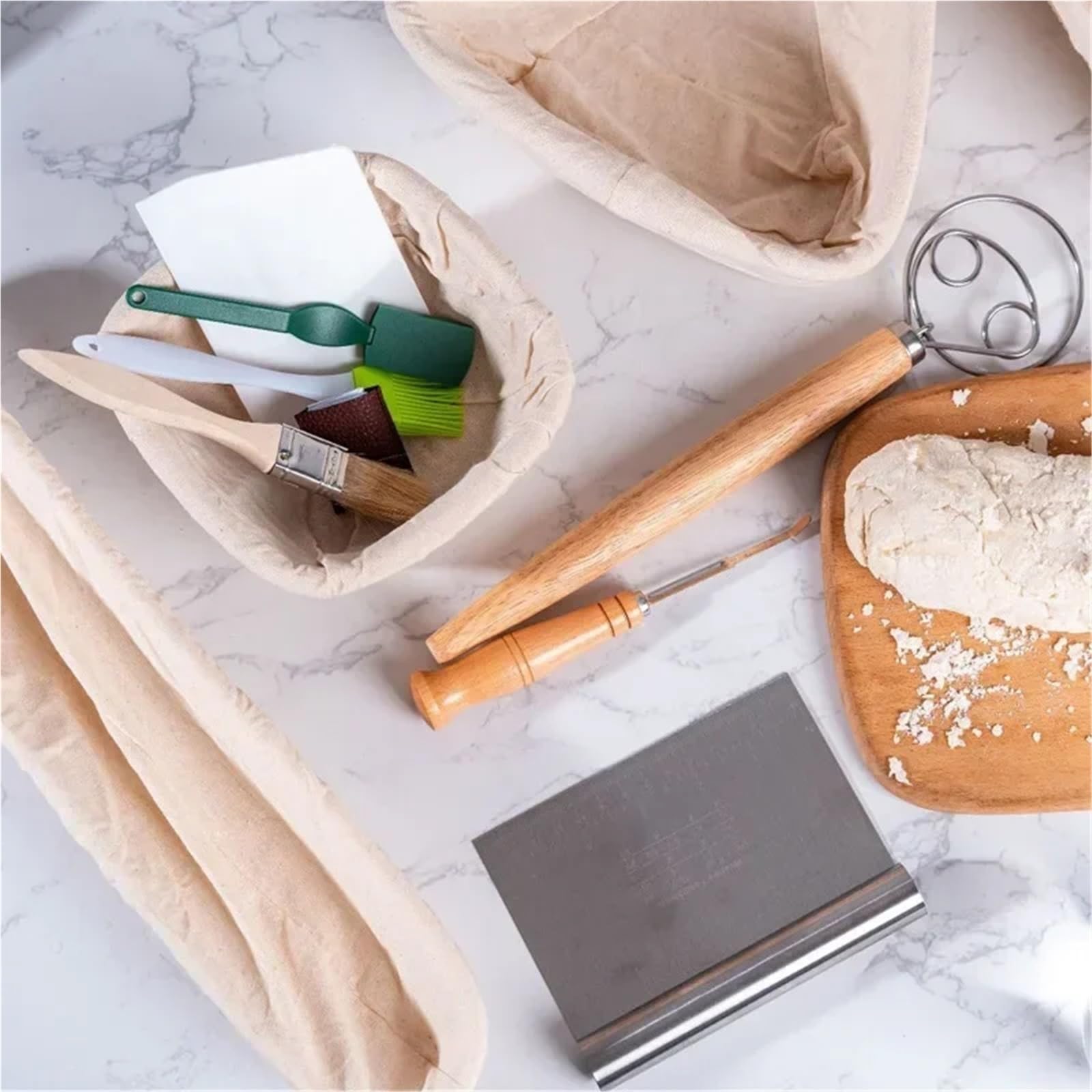 Kosz do wyrastania chleba， Kosz rattanowy Bakers Foremka do ciastek Zestaw narzędzi pieczenia Fermentacja ciasta w kuchni(Baker Bread M)