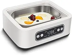Máquina de iogurte de 1,7 litros com ajuste de temperatura (21°C-48°C/21.1 °C-47.8 °C) e tempo (1-99h), 110V-240V Auto-adaptável, pote interno de aço, livre de BPA, incremento Celsius, display LED de