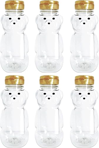 CLEARVIEW CONTAINERS Osos de miel de 8 onzas con tapa abatible  Perfecto para vacaciones, regalos de baby shower, apicultura, dispensación de miel