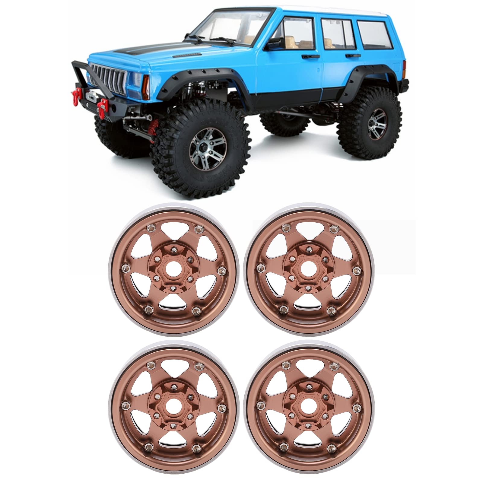 4 szt. 1,9 cala RC piasta samochodowa ze stopu aluminium do 1/10 RC Track do Axial SCX10 90046 AXI 03007 do MST (brązowy)