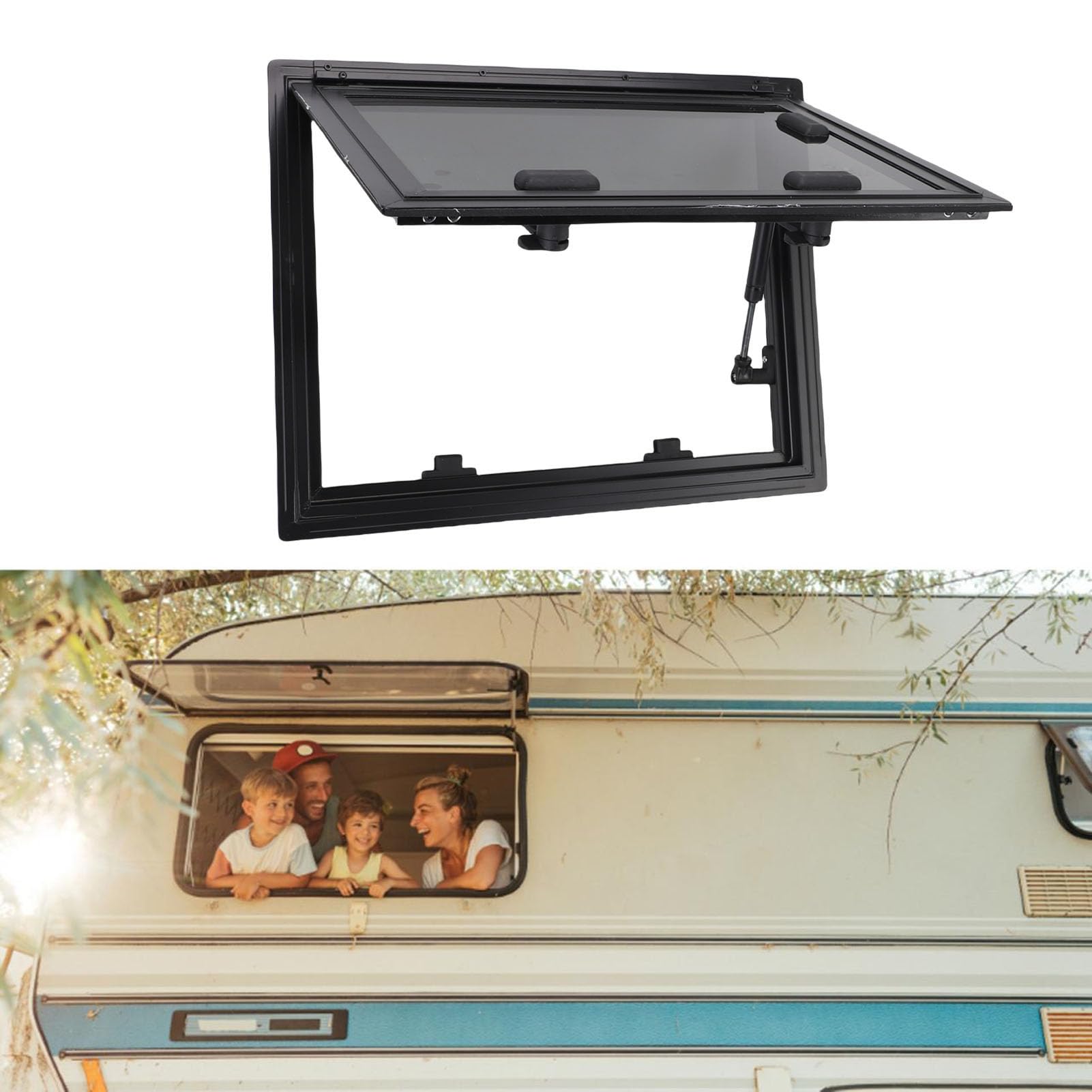 Sostituzione della Finestra RV, 17,3 X 13,4 Pollici, Vetro Nero, Bordo di Supporto in Lega di Alluminio, Insuglio Insufficiente, Isolamento Termico, Impermeabile, 3 modalità di