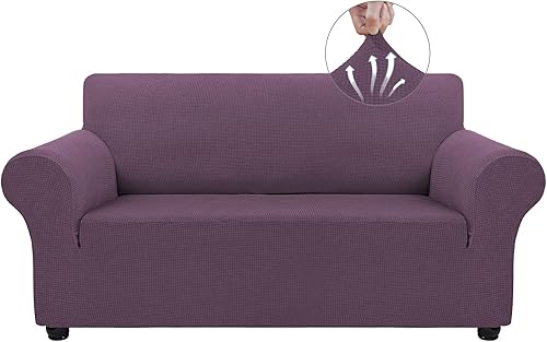 Vista 90 de Asnomy Couch Covers for 3 Cushion Couch Stretch Sofa Covers Slipcovers, Pet Protector Furniture Covers for Dogs Cats Spandex Jacquard Fabric Small