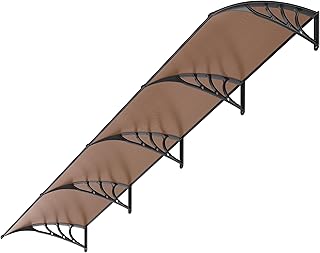 VIVOHOME Polycarbonate Window Door Awning Canopy Brown with Black Bracke...