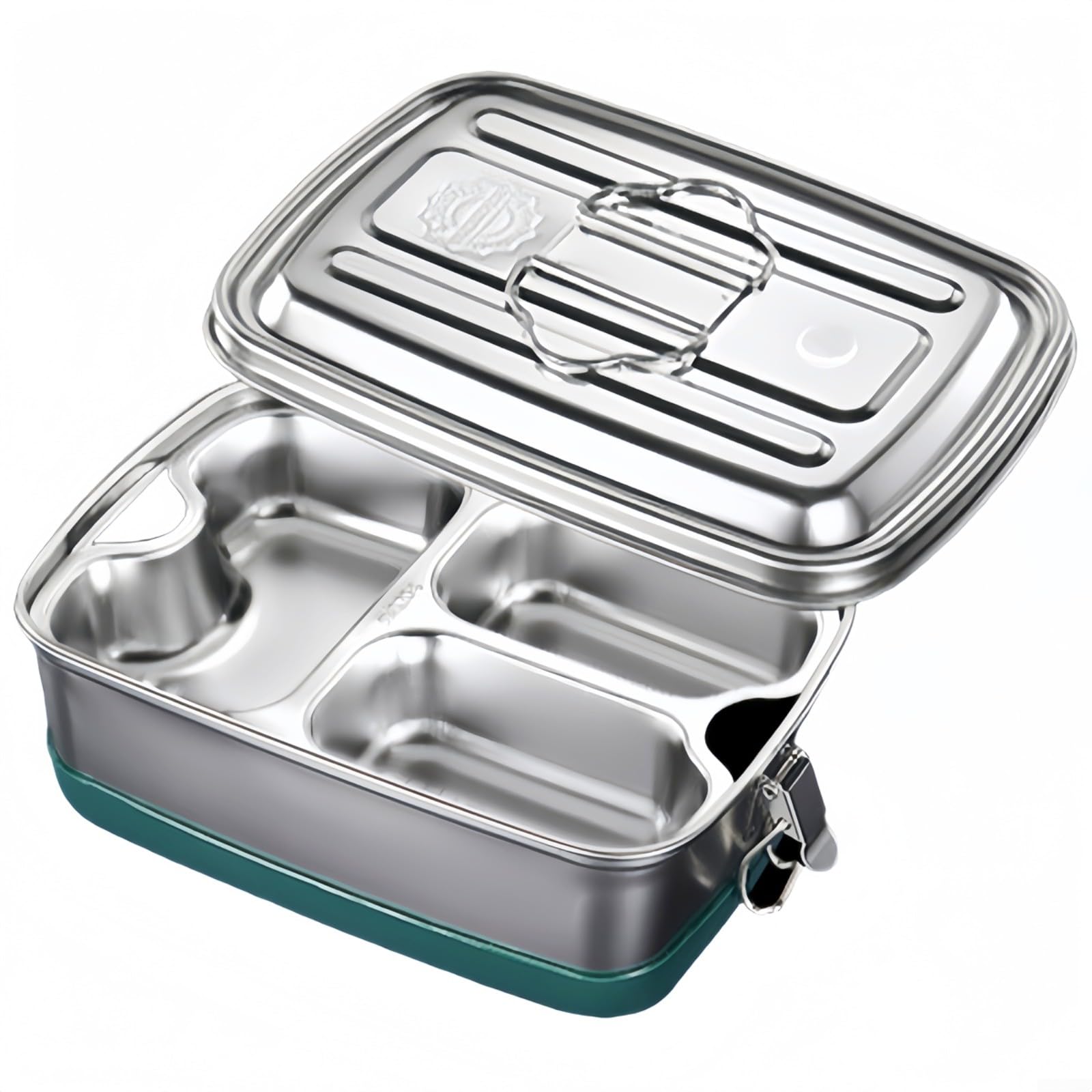 Jurtmy Double Layer 304 Stainless Steel Lunch Box, with Adjustable Compartment Leak Proof Silicone Seal, Portable Lunch Container, for School Office Picnic(3 Compartment)
