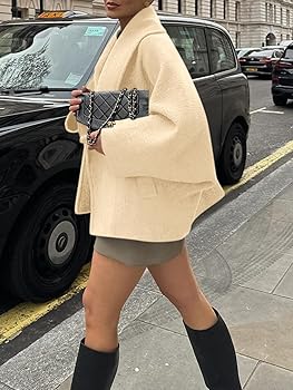 Amazon.com: Yousify Womens Cropped Pea Coats Oversized Wool Blend