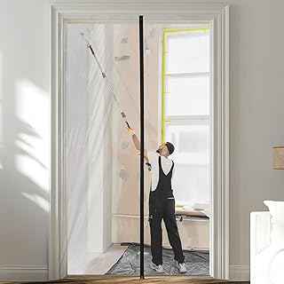 Zipper 48 x 87 Inch Dust Barrier Door Kit Construction Door Barrier 4 x 7.25 ft Reusable Plastic Curtain Cover Containment Standard Doorway Temporary Wall Screen Sheeting for Bathroom Hallway - Buy now