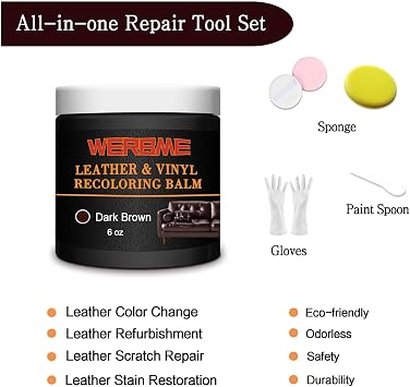 Leather Recoloring Balm & Color Restorer for Couches & Car Seats-Dark Brown