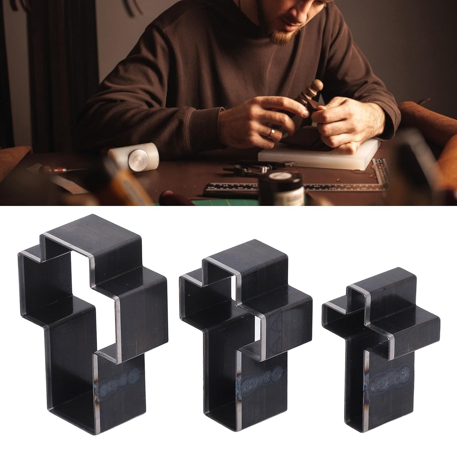 Yosoo Cross Shape Cutting Die Set Manual Leather Punch Tool KIT for Craft Enthusiasts, Crafts Punching, Crossed Shape Leather Cutting Dies Set Black Alloy Steel