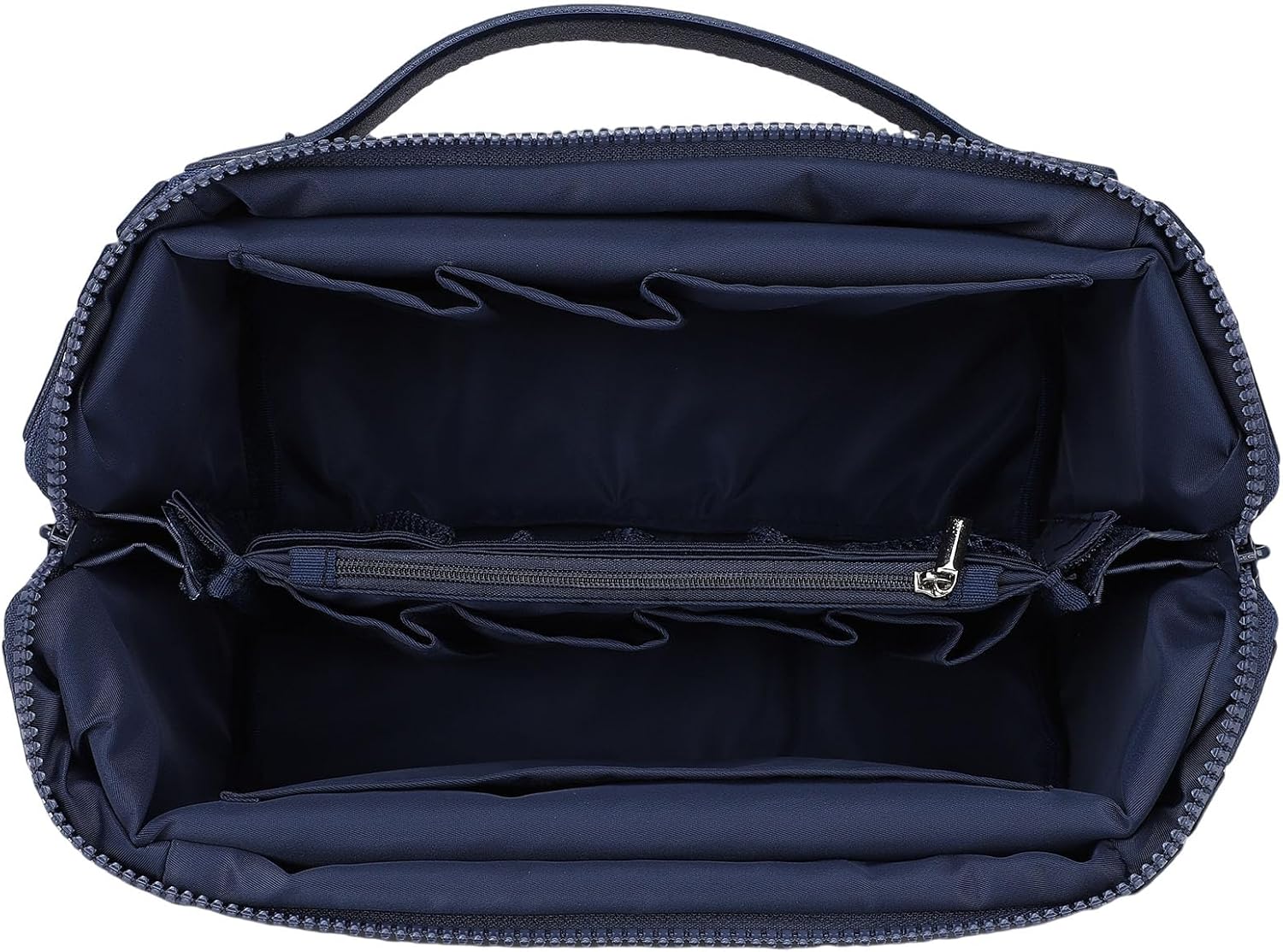 HURRISE Fold Down Makeup Bag, Large Capacity Travel Cosmetic Case with Zippered Compartments for Makeup Skincare Toiletries, Portable Organizer for Women (Brown)