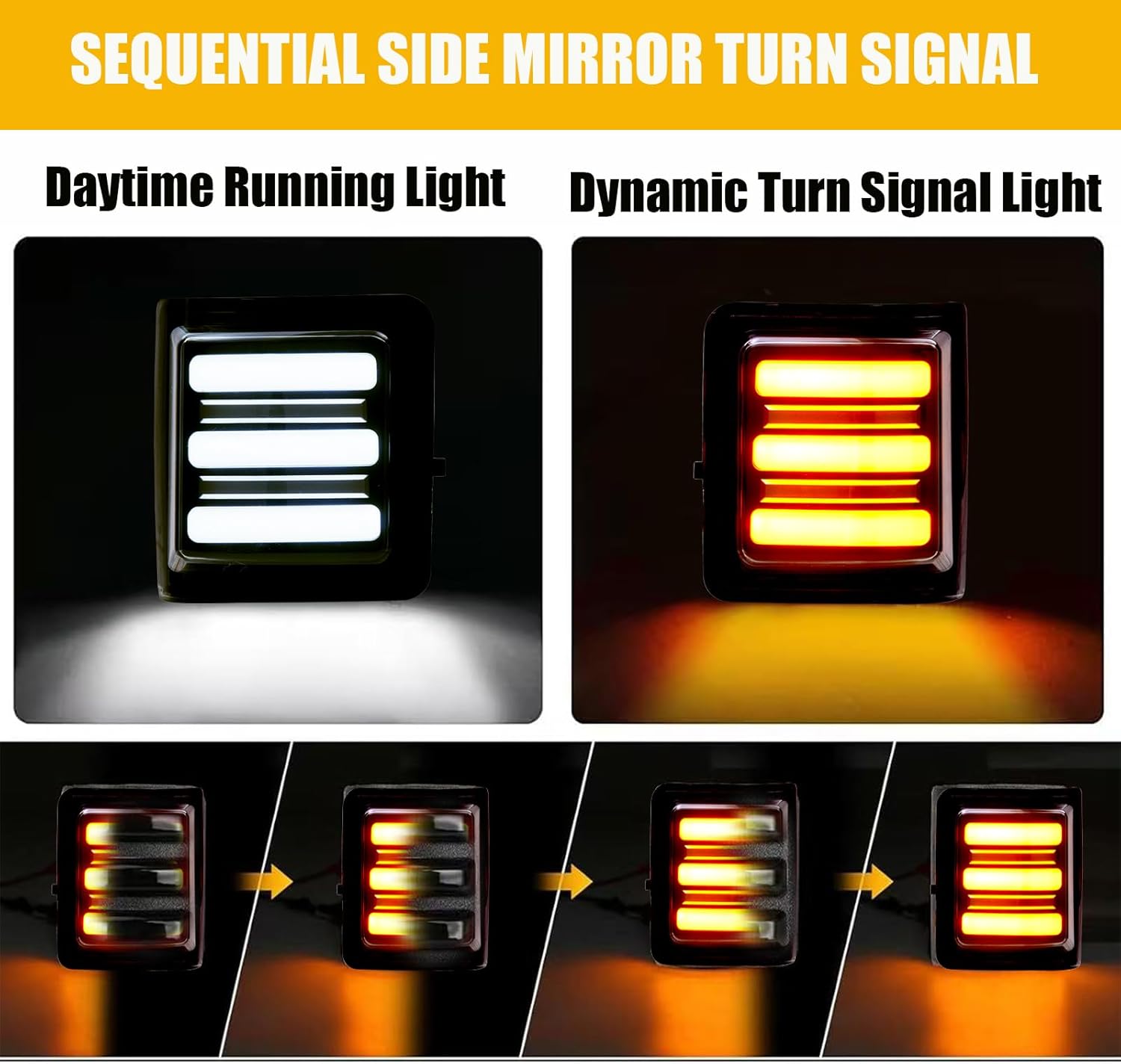 LED F250 Side Mirror Lights assembly Switchback Sequential Turn Signal & DRL Running Lamp Compatible with 2008-2016 F250 F350 F450 F550 Super Duty accessories Smoked Lens